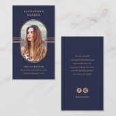 Elegant Lijst | Navy Blue en Roos Gold Photo Visitekaartje (Voorkant / Achterkant)
