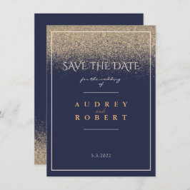 Elegant Lijst Navy Blue Gold Glitter Wedding Save The Date