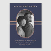 Elegant Lijst | Navy Roos Gold Photo Save the Date (Voorkant)