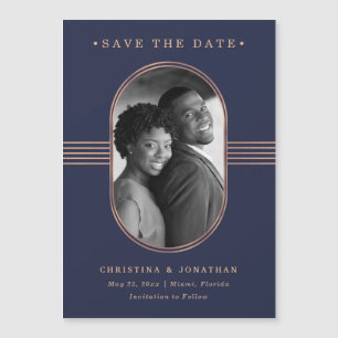 Elegant Lijst Navy Roos Gold Photo Save the Date