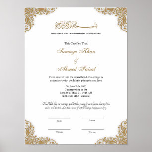 Elegant lijst nikah contract poster