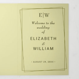 Elegant Lijst op Celestial Yellow Monogram Wedding Drieluik Programma