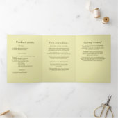 Elegant Lijst op Celestial Yellow Monogram Wedding Drieluik Programma (Binnen)