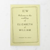 Elegant Lijst op Celestial Yellow Monogram Wedding Drieluik Programma (Cover)