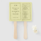 Elegant Lijst op Celestial Yellow Monogram Wedding Handwaaier (Voorkant en achterkant)