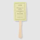 Elegant Lijst op Celestial Yellow Monogram Wedding Handwaaier (Voorkant)