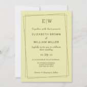 Elegant Lijst op Celestial Yellow Monogram Wedding Kaart (Voorkant)