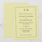 Elegant Lijst op Celestial Yellow Monogram Wedding Kaart (Voorkant / Achterkant)