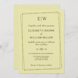 Elegant Lijst op Celestial Yellow Monogram Wedding Kaart