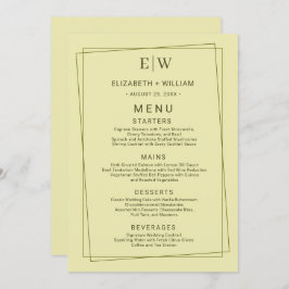 Elegant Lijst op Celestial Yellow Monogram Wedding Menu