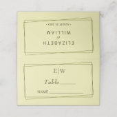 Elegant Lijst op Celestial Yellow Monogram Wedding Plaatskaartje (Buitenkant ongevouwen)