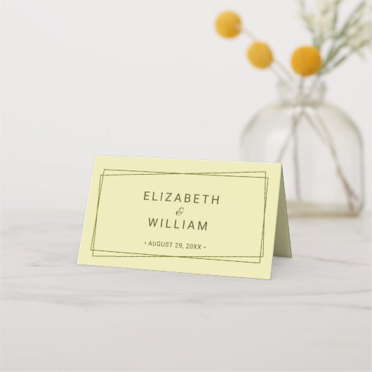 Elegant Lijst op Celestial Yellow Monogram Wedding Plaatskaartje (Achterkant)