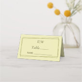 Elegant Lijst op Celestial Yellow Monogram Wedding Plaatskaartje (Voorkant)