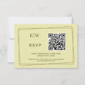 Elegant Lijst op Celestial Yellow Monogram Wedding RSVP Kaartje (Voorkant)