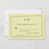 Elegant Lijst op Celestial Yellow Monogram Wedding RSVP Kaartje (Voorkant)