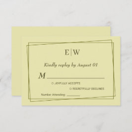 Elegant Lijst op Celestial Yellow Monogram Wedding RSVP Kaartje