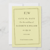 Elegant Lijst op Celestial Yellow Monogram Wedding Save The Date (Voorkant)
