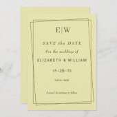 Elegant Lijst op Celestial Yellow Monogram Wedding Save The Date (Voorkant / Achterkant)