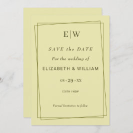 Elegant Lijst op Celestial Yellow Monogram Wedding Save The Date