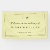 Elegant Lijst op Celestial Yellow Monogram Wedding Spandoek (Horizontaal)
