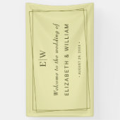 Elegant Lijst op Celestial Yellow Monogram Wedding Spandoek (Verticaal)