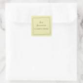 Elegant Lijst op Celestial Yellow Monogram Wedding Vierkante Sticker (Tas)