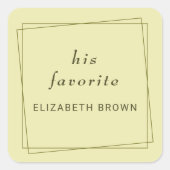 Elegant Lijst op Celestial Yellow Monogram Wedding Vierkante Sticker (Voorkant)