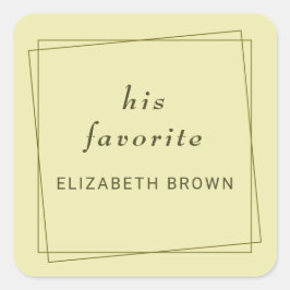 Elegant Lijst op Celestial Yellow Monogram Wedding Vierkante Sticker