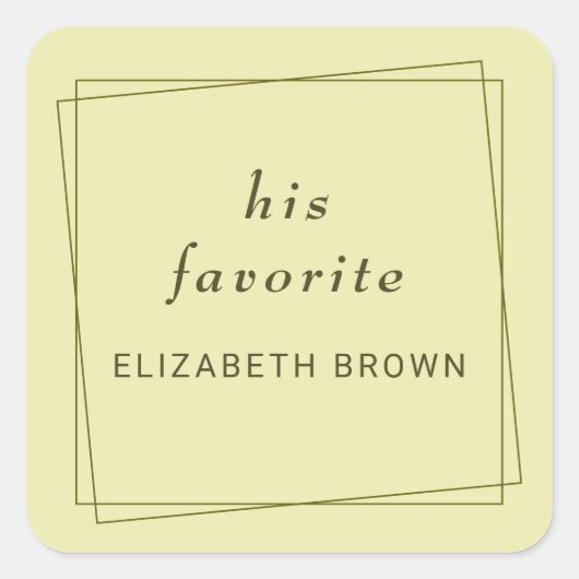 Elegant Lijst op Celestial Yellow Monogram Wedding Vierkante Sticker (Voorkant)