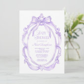 Elegant Lijst + Paarse boog Baby shower Kaart (Staand voorkant)