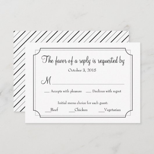 Elegant Lijst Respons Kaart met Menu Keuzes (Voorkant / Achterkant)