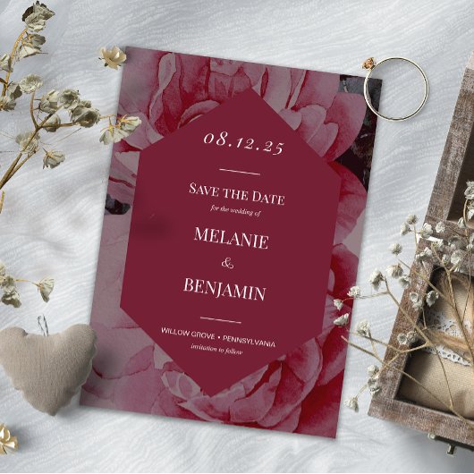 Elegant Lijst Romantische bloem Save the Date Kaart