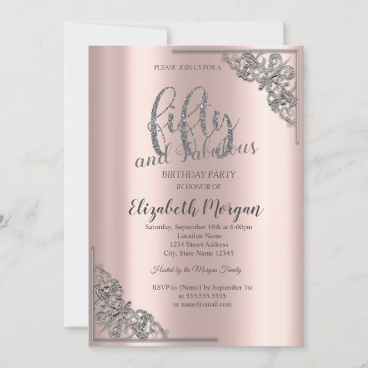 Elegant Lijst Roos Gold 50e verjaardag Kaart (Voorkant)