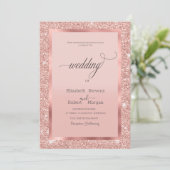 Elegant Lijst Roos Gouden Glitter Kaart (Staand voorkant)