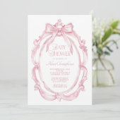 Elegant Lijst + Roze Bow Baby shower Kaart (Staand voorkant)