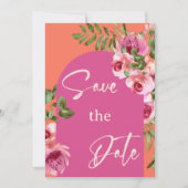 Elegant Lijst Roze en Oranje Floral sparen de Datu Kaart (Voorkant)