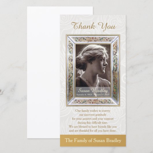 Elegant  Lijst Sympathie Hartelijk dank Bedankkaart (Voorkant / Achterkant)