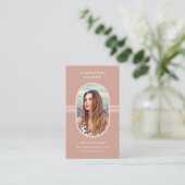 Elegant Lijst | Terracotta en White Photo Visitekaartje (Staand voorkant)