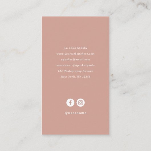 Elegant Lijst | Terracotta en White Photo Visitekaartje (Achterkant)