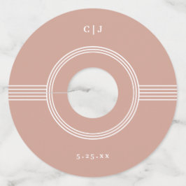 Elegant Lijst | Terracotta Monogram Bruiloft Wijnglaslabel