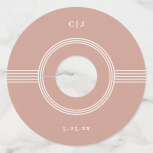 Elegant Lijst   Terracotta Monogram Bruiloft Wijnglaslabel