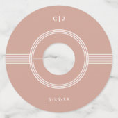 Elegant Lijst | Terracotta Monogram Bruiloft Wijnglaslabel (Voorkant)