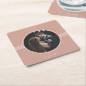 Elegant Lijst | Terracotta Photo Wedding Kartonnen Onderzetters (Schuin)