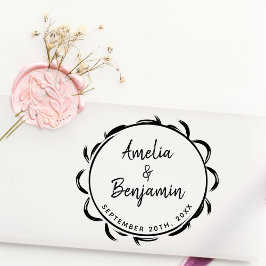 Elegant Lijst Typography Bride Groom Names Wedding Rubberstempel