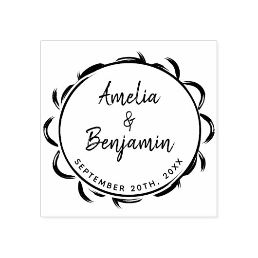 Elegant Lijst Typography Bride Groom Names Wedding Rubberstempel (Afrduk)
