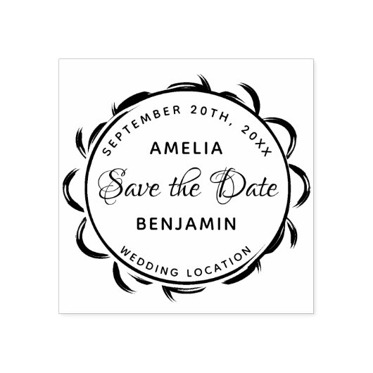 Elegant Lijst Typography Wedding Save the Date Rubberstempel (Afrduk)