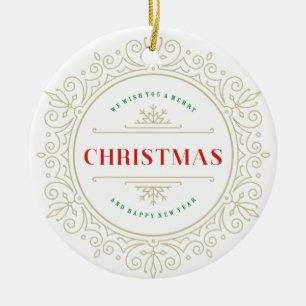 Elegant  Lijst Vakantie Groet Keramisch Ornament