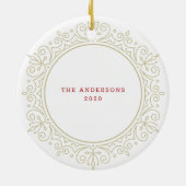 Elegant  Lijst Vakantie Groet Keramisch Ornament (Achterkant)