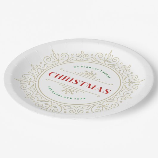 Elegant  Lijst Vakantie Groet Papieren Bordje (Gekanteld)