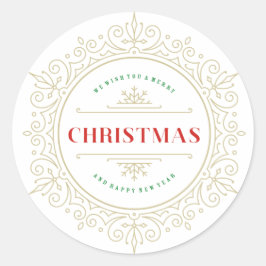 Elegant Lijst Vakantie Groet Ronde Sticker